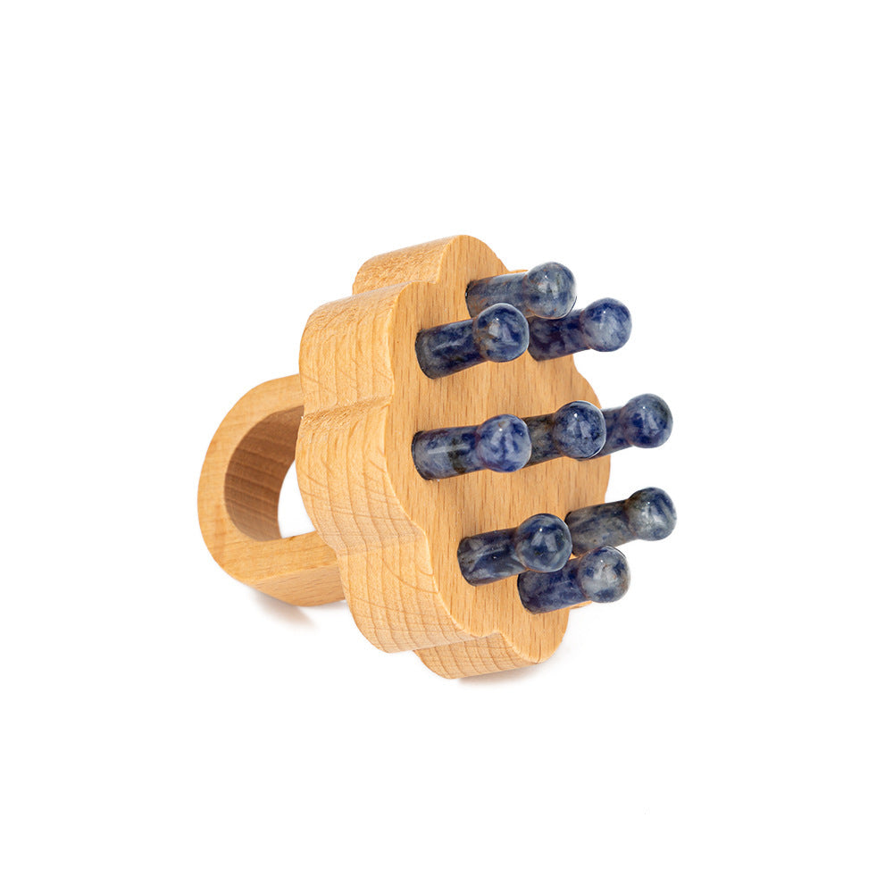 Crystal Jade Nine-tooth Lotus Wood Massage Comb