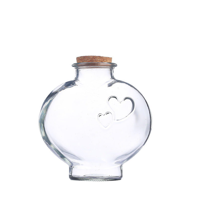 Wooden Stopper DIY Creative Peach Heart Wish Bottle Glass