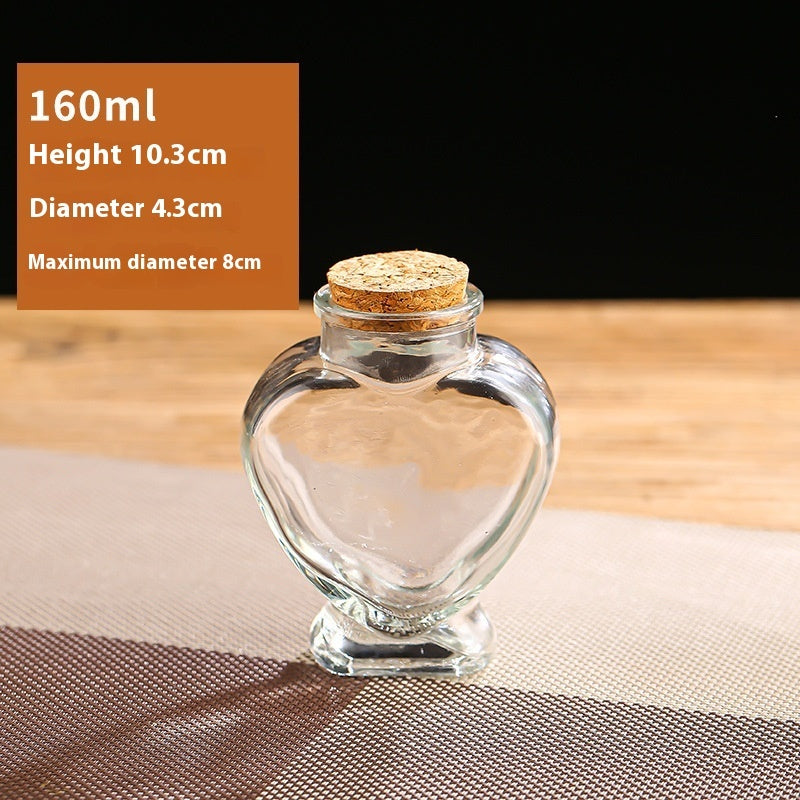 Wooden Stopper DIY Creative Peach Heart Wish Bottle Glass