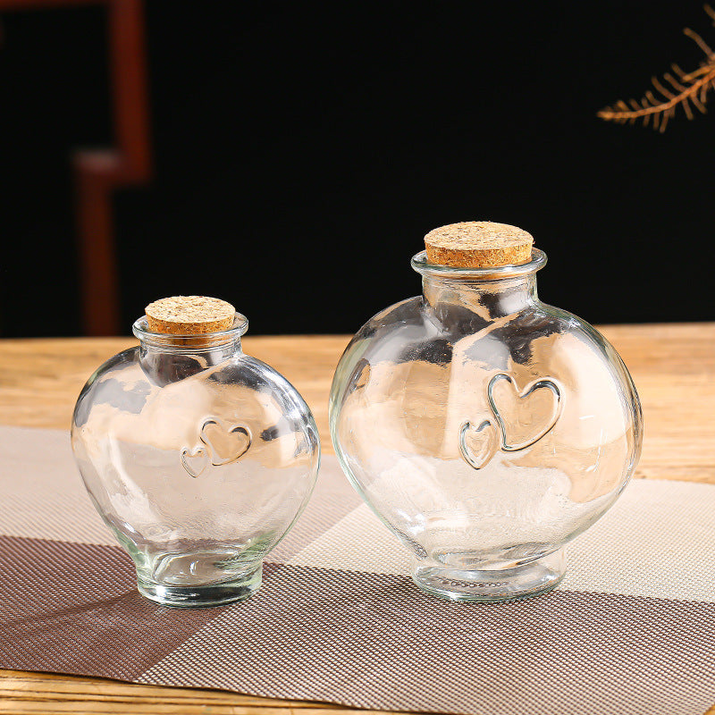 Wooden Stopper DIY Creative Peach Heart Wish Bottle Glass
