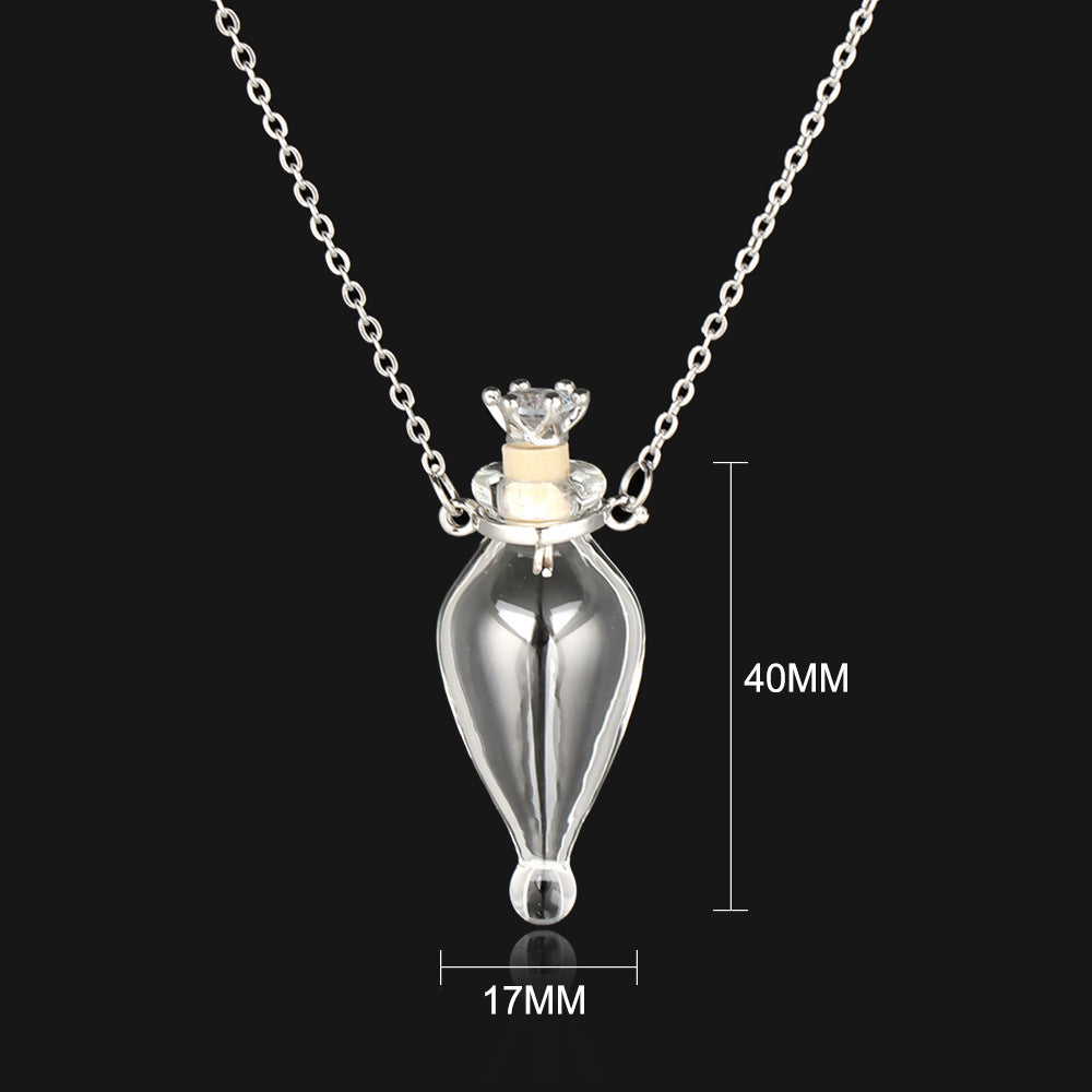 Transparent Water Drop Glass Bottle Necklace
