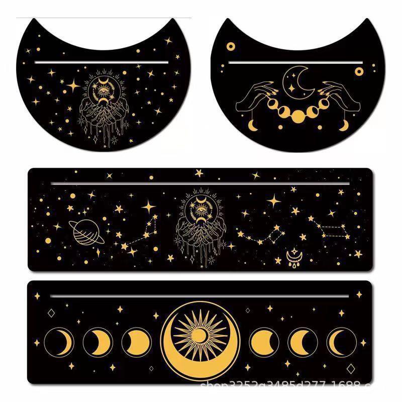 Black New Moon Shape Wooden Tarot Card Clamp Bracket Base Decoration