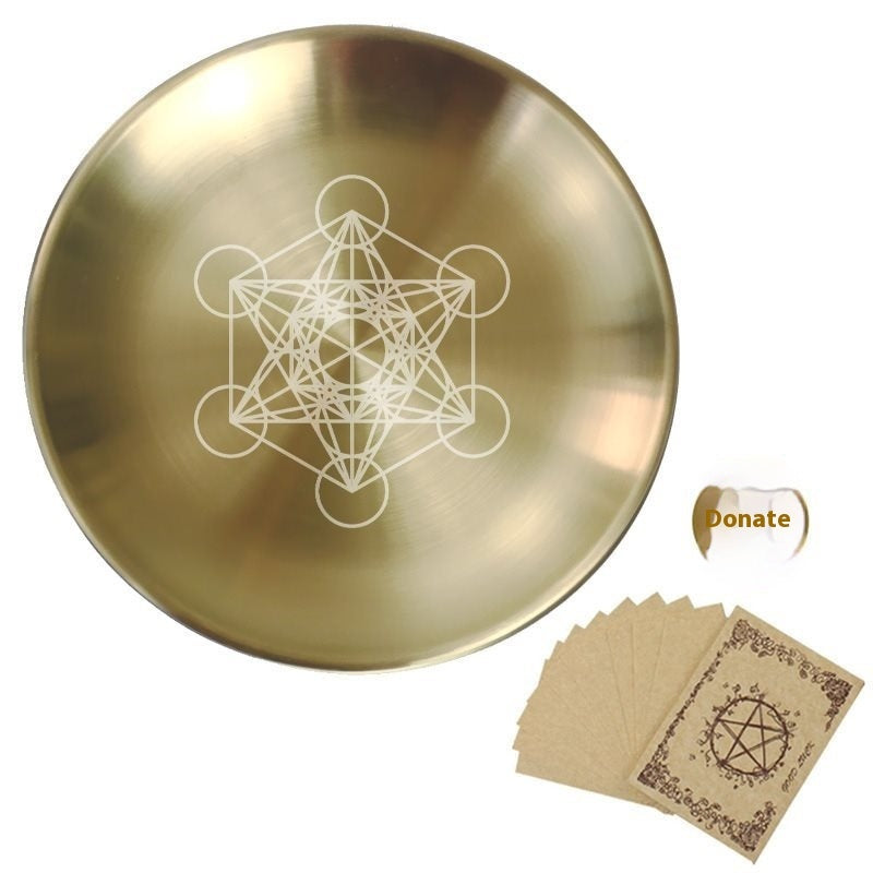 14cm Three-phase Moon Pentagram Decoration Metal Candlestick Table Tarot Ceremony Meditation Peripheral Altar Steel Plate