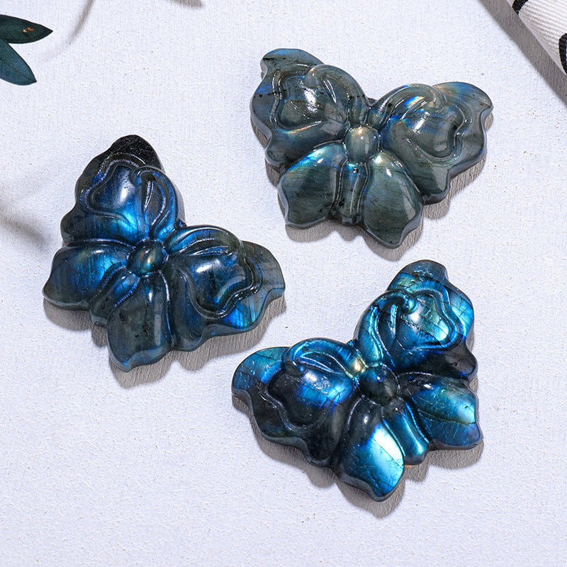 Strong Blue Light Moonstone Ore Specimen Crystal Carving Ornaments