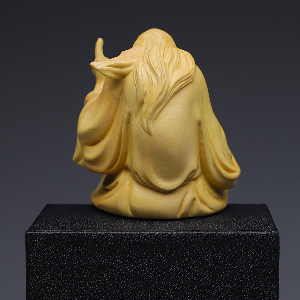 Boxwood Carving Lao Tzu Asks The World With One Finger