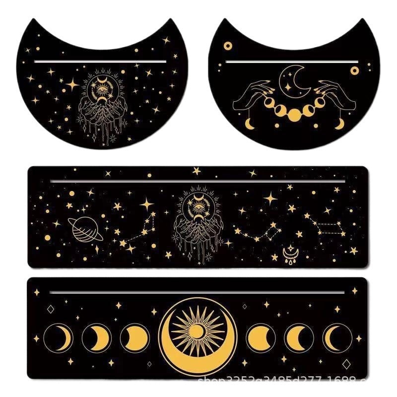 Black New Moon Shape Wooden Tarot Card Clamp Bracket Base Decoration