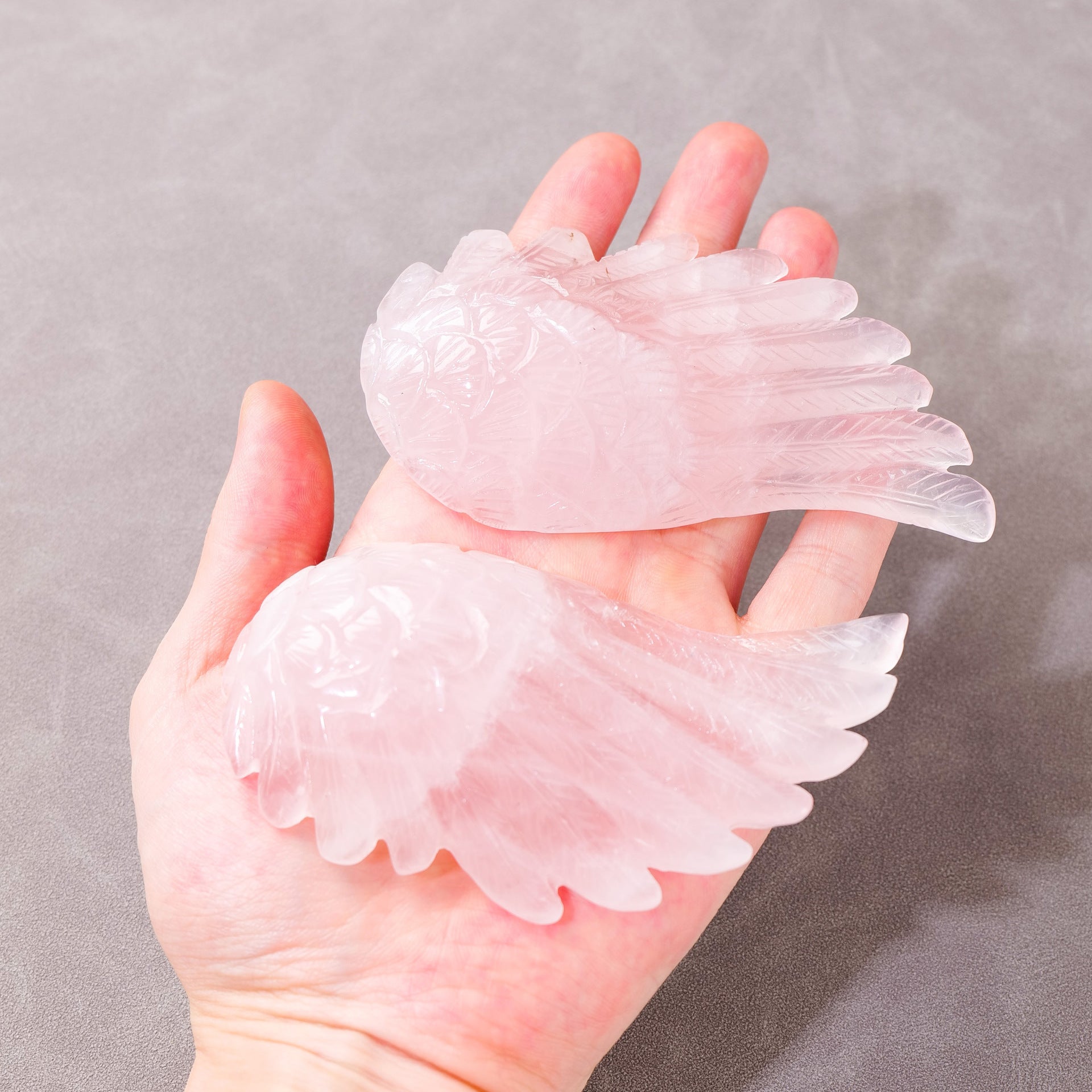 Natural Crystal Angel Swan Wings DIY Carving Pieces Desktop Decoration Handicraft Ornaments
