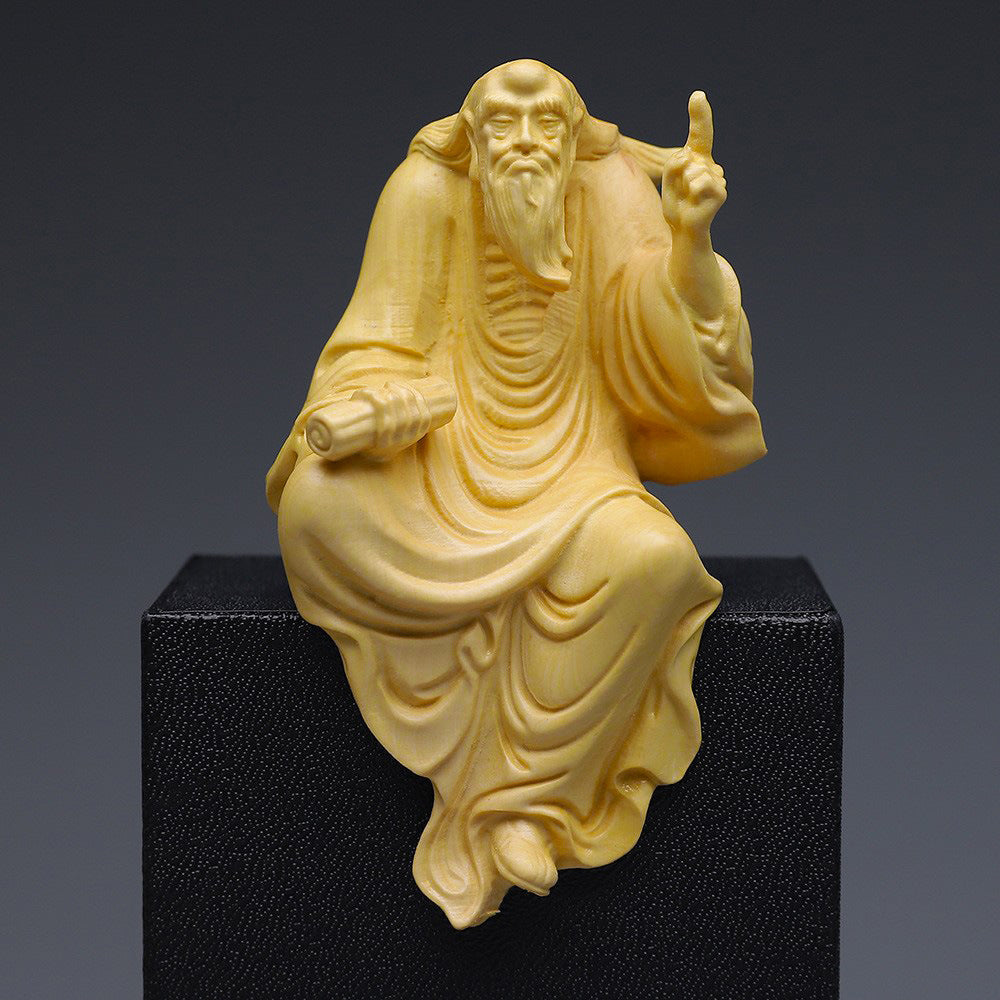 Boxwood Carving Lao Tzu Asks The World With One Finger