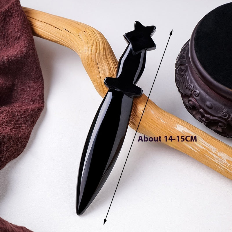 Obsidian Dagger Carving, Rough Stone Polishing, Home And Office Decoration