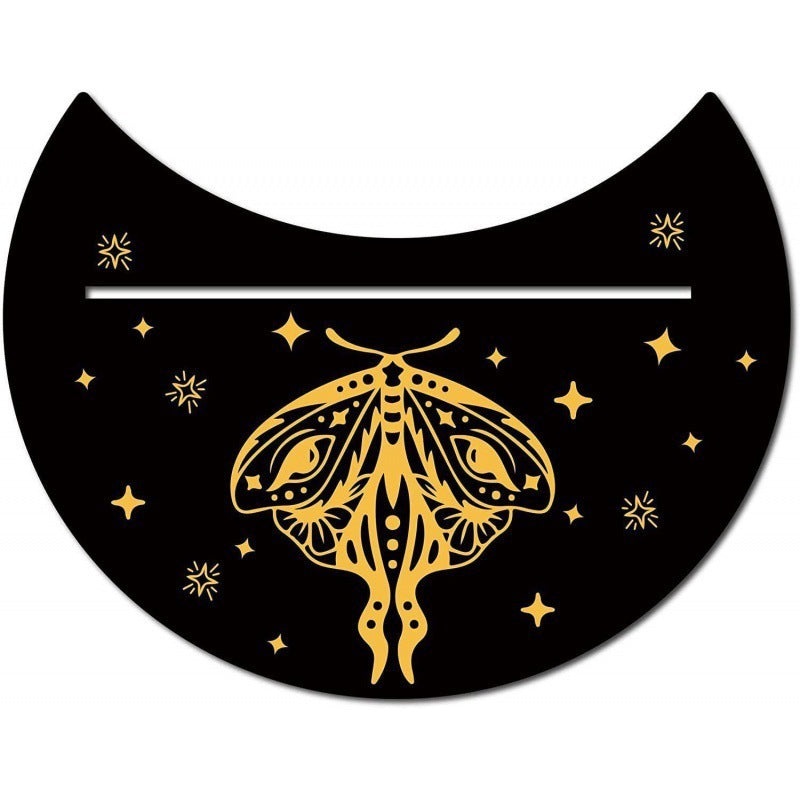 Black New Moon Shape Wooden Tarot Card Clamp Bracket Base Decoration