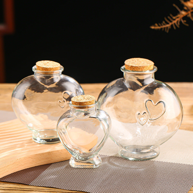 Wooden Stopper DIY Creative Peach Heart Wish Bottle Glass