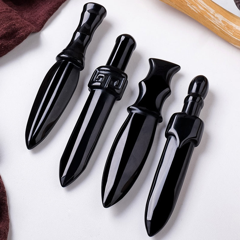 Obsidian Dagger Carving, Rough Stone Polishing, Home And Office Decoration