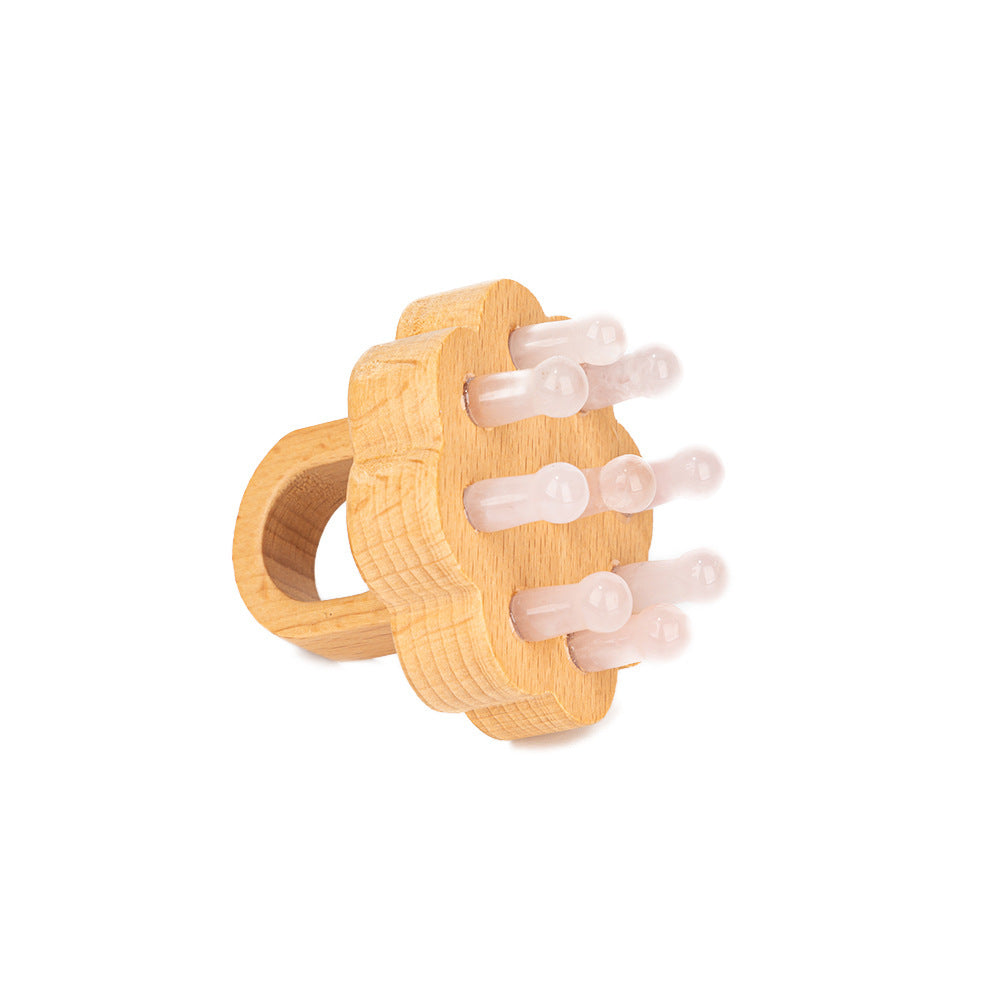 Crystal Jade Nine-tooth Lotus Wood Massage Comb