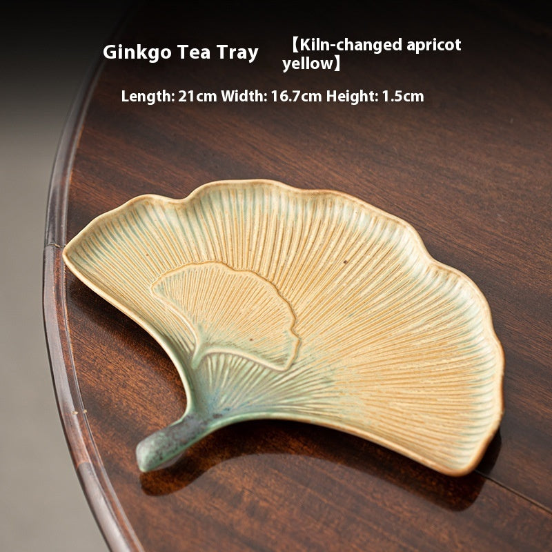 Stoneware 8-inch Ginkgo Leaf Fan-shaped Plate