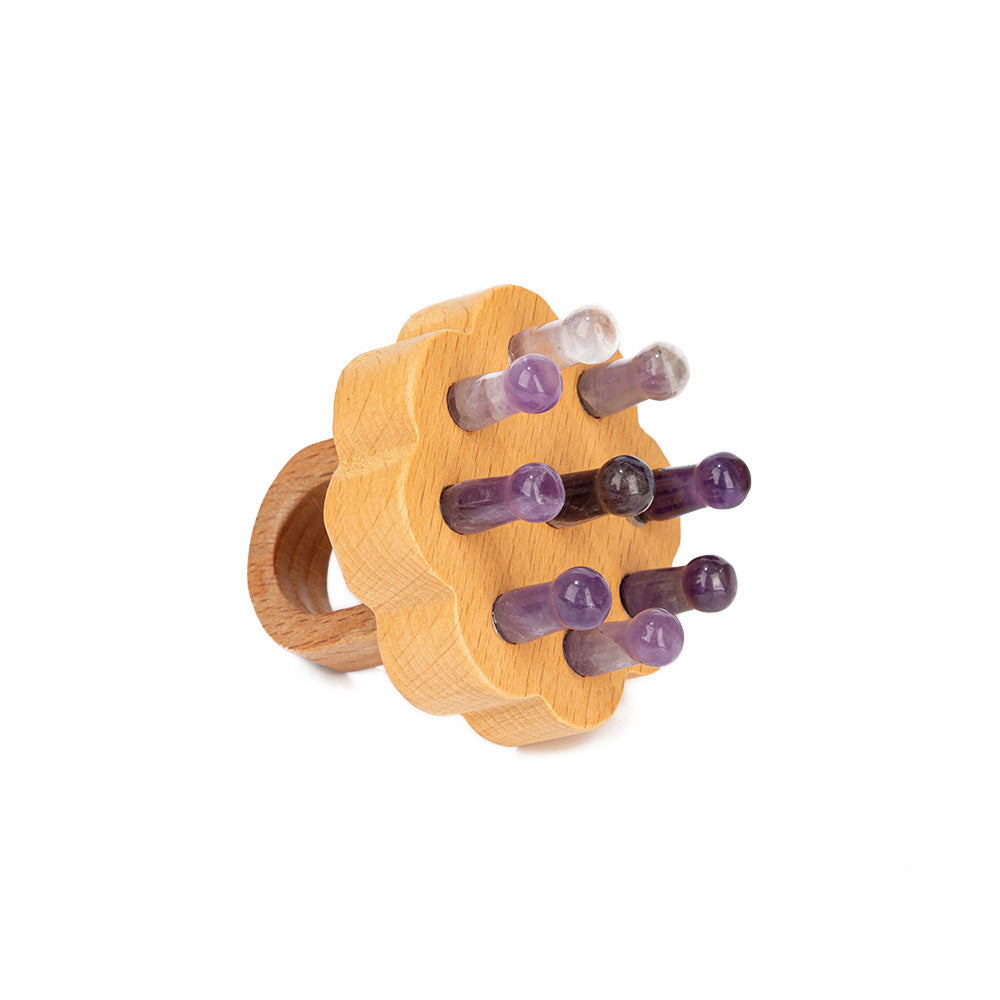 Crystal Jade Nine-tooth Lotus Wood Massage Comb
