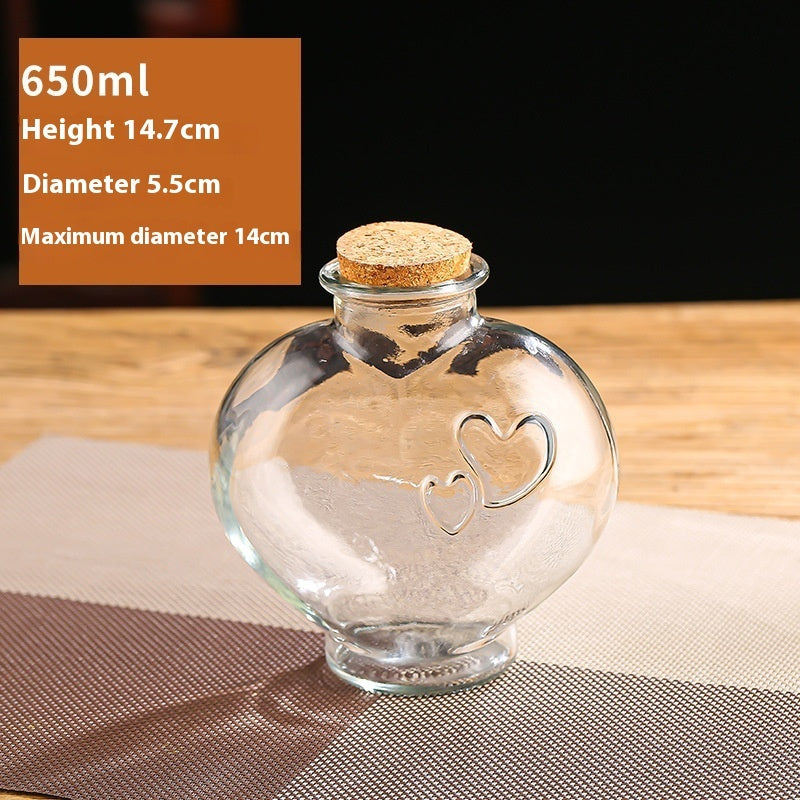 Wooden Stopper DIY Creative Peach Heart Wish Bottle Glass