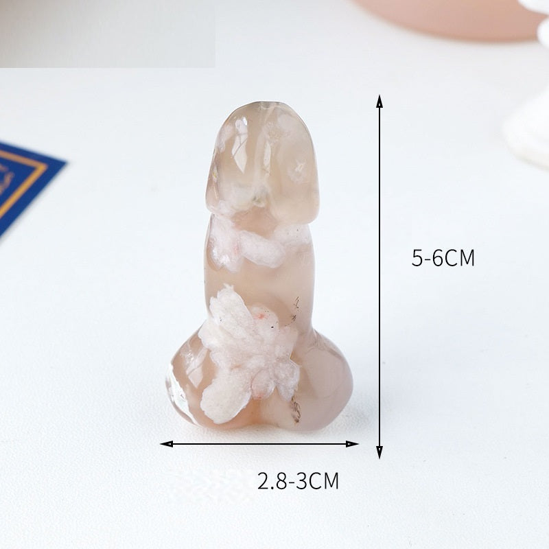 Natural Sakura Agate Ore Carving Crafts