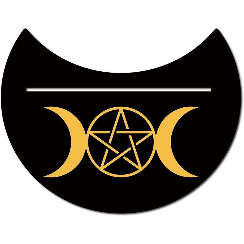 Black New Moon Shape Wooden Tarot Card Clamp Bracket Base Decoration