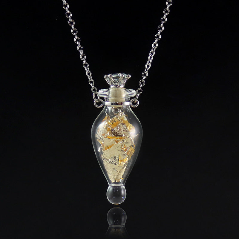 Transparent Water Drop Glass Bottle Necklace