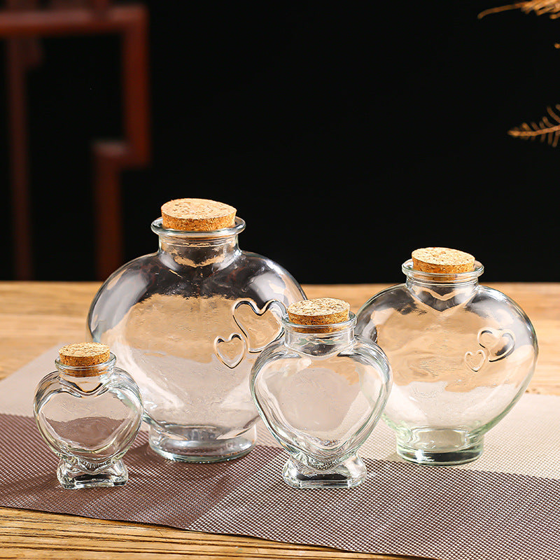 Wooden Stopper DIY Creative Peach Heart Wish Bottle Glass
