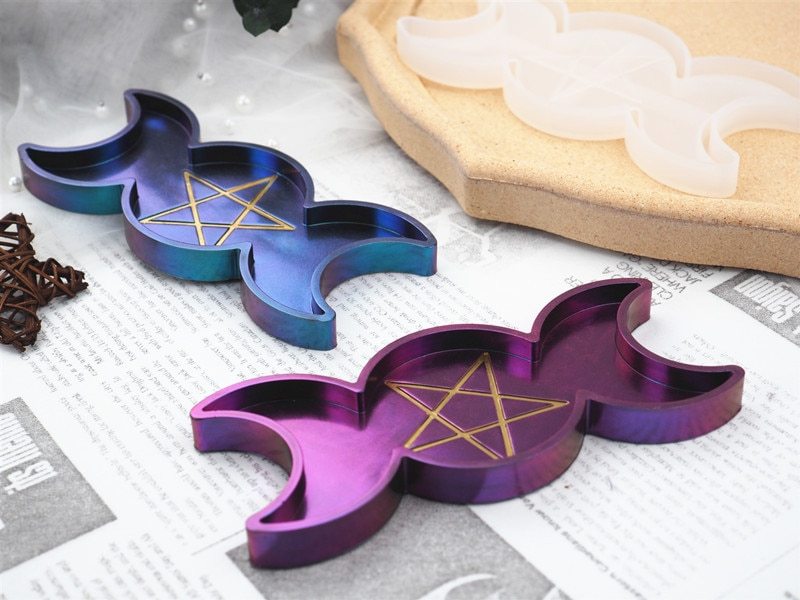 Moon pentagram mirror silicone mold