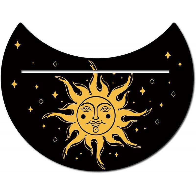 Black New Moon Shape Wooden Tarot Card Clamp Bracket Base Decoration