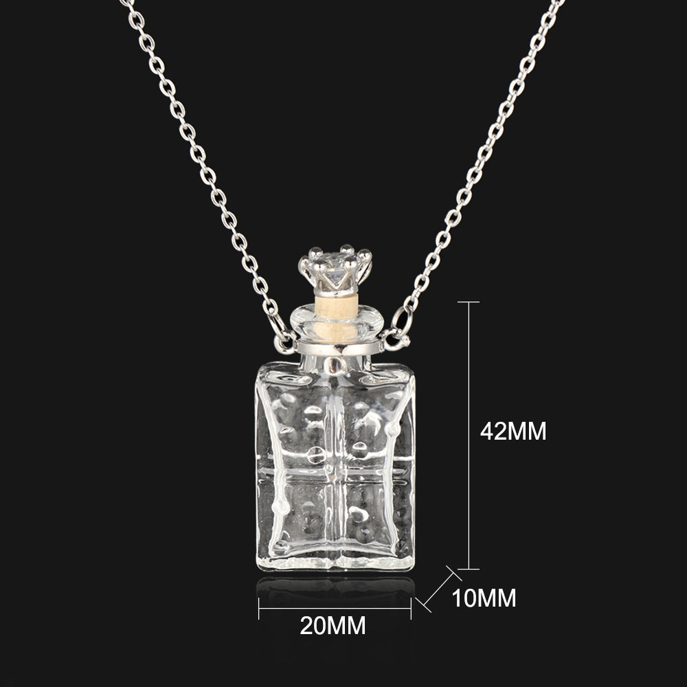 Transparent Water Drop Glass Bottle Necklace