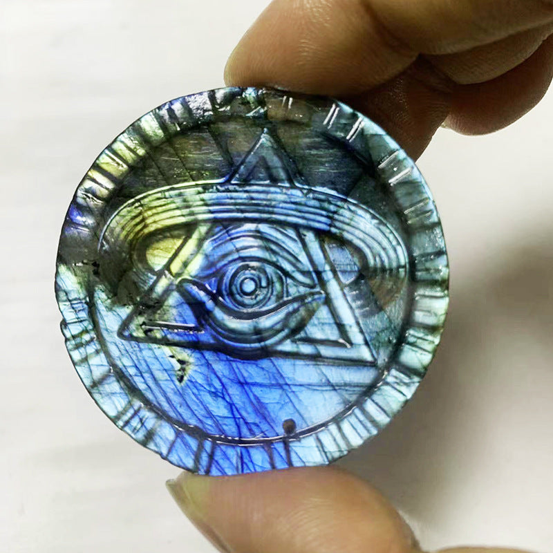 Blue Light Natural Elongated Stone Carving Decorative Ornaments