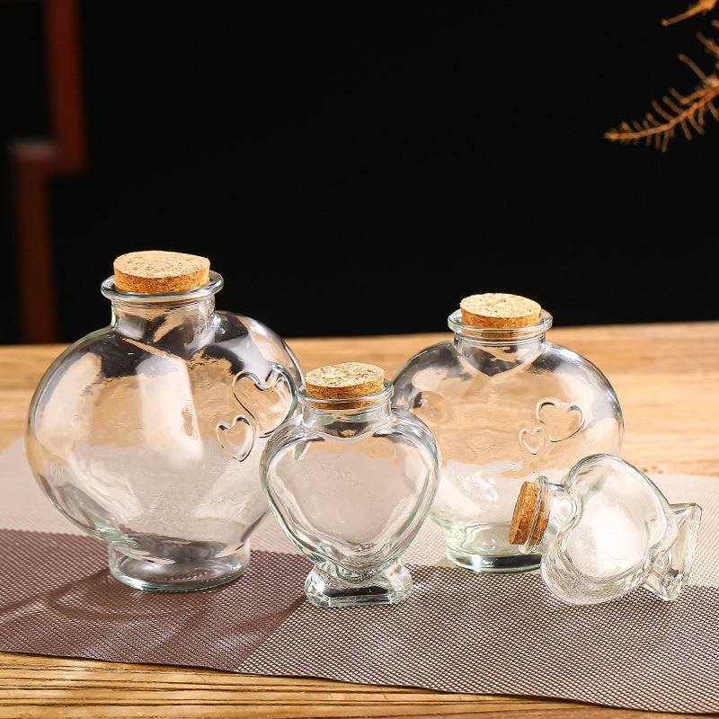 Wooden Stopper DIY Creative Peach Heart Wish Bottle Glass