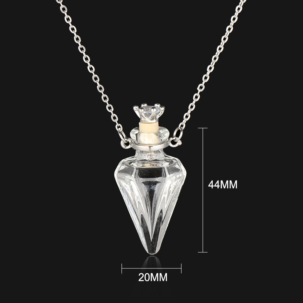 Transparent Water Drop Glass Bottle Necklace