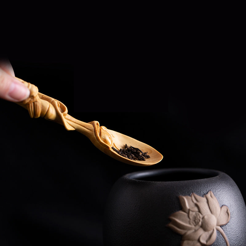 Boxwood Carving Crafts Chinese Zen Tea Spoon