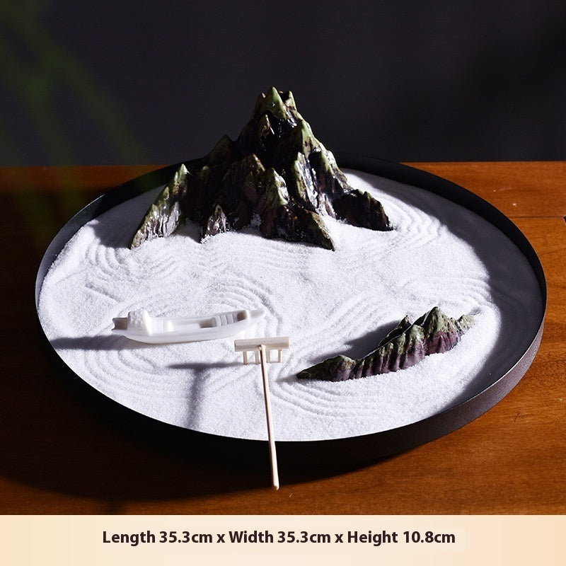 Chinese Zen Round Sand Table Dry Landscape Landscape Decoration