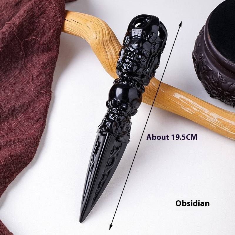 Obsidian Dagger Carving, Rough Stone Polishing, Home And Office Decoration