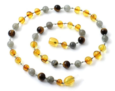 Amber and Labradorite Necklaces for Kids