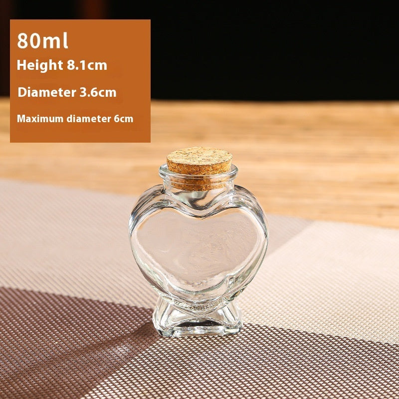 Wooden Stopper DIY Creative Peach Heart Wish Bottle Glass