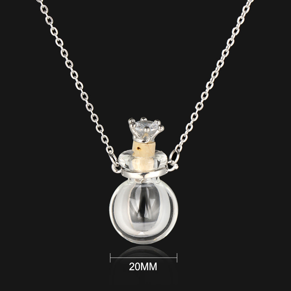 Transparent Water Drop Glass Bottle Necklace