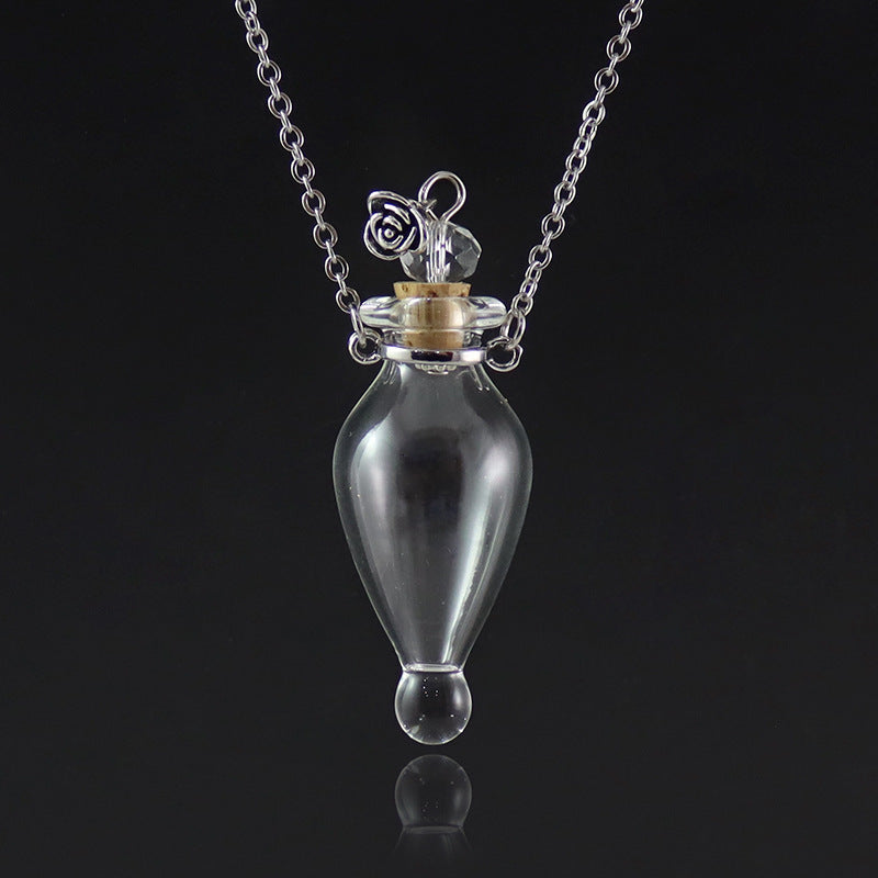 Transparent Water Drop Glass Bottle Necklace