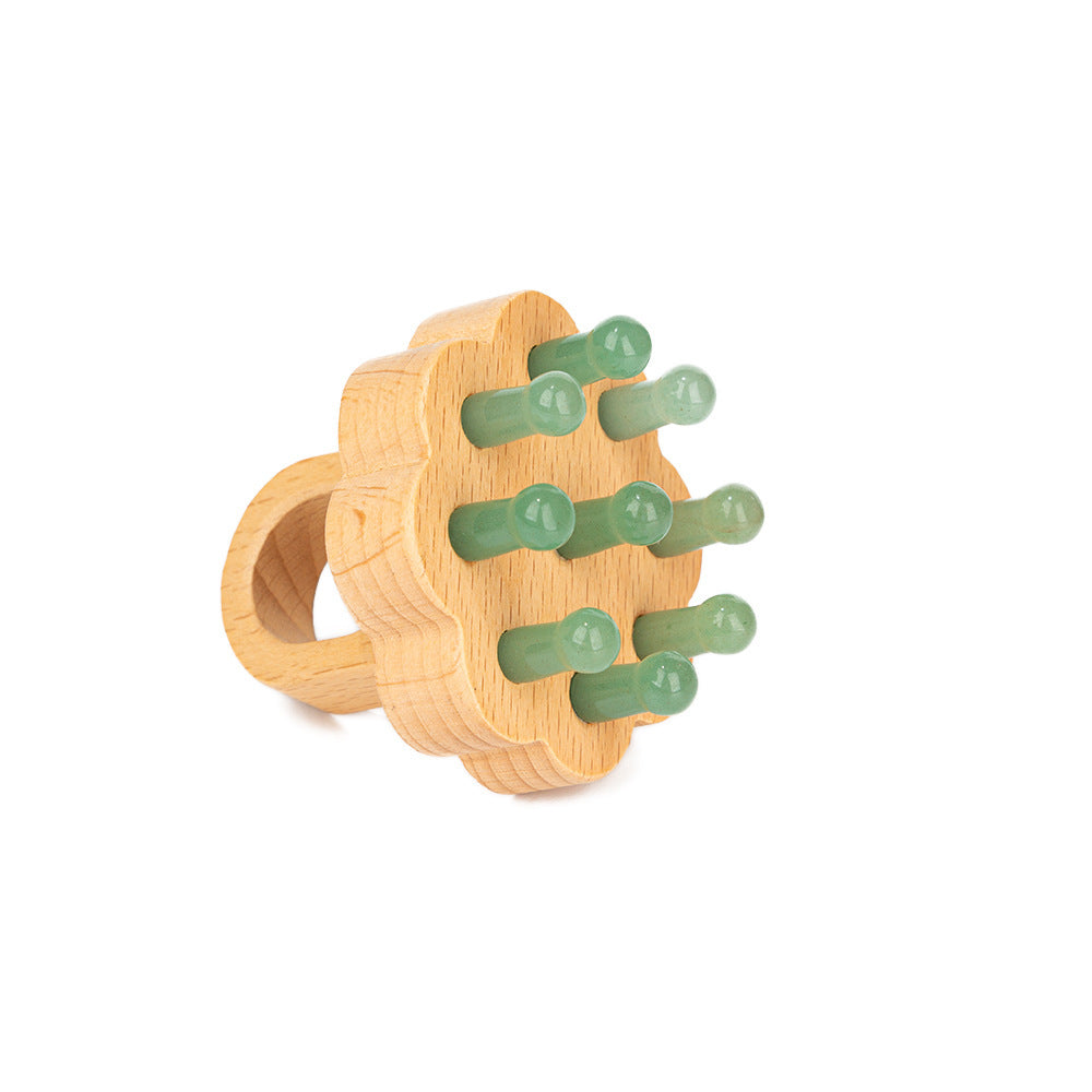 Crystal Jade Nine-tooth Lotus Wood Massage Comb