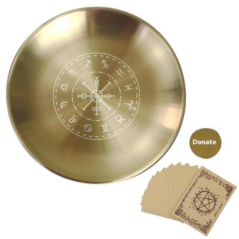 14cm Three-phase Moon Pentagram Decoration Metal Candlestick Table Tarot Ceremony Meditation Peripheral Altar Steel Plate
