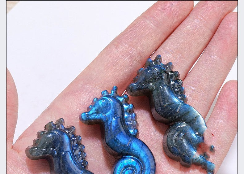 Strong Blue Light Moonstone Ore Specimen Crystal Carving Ornaments