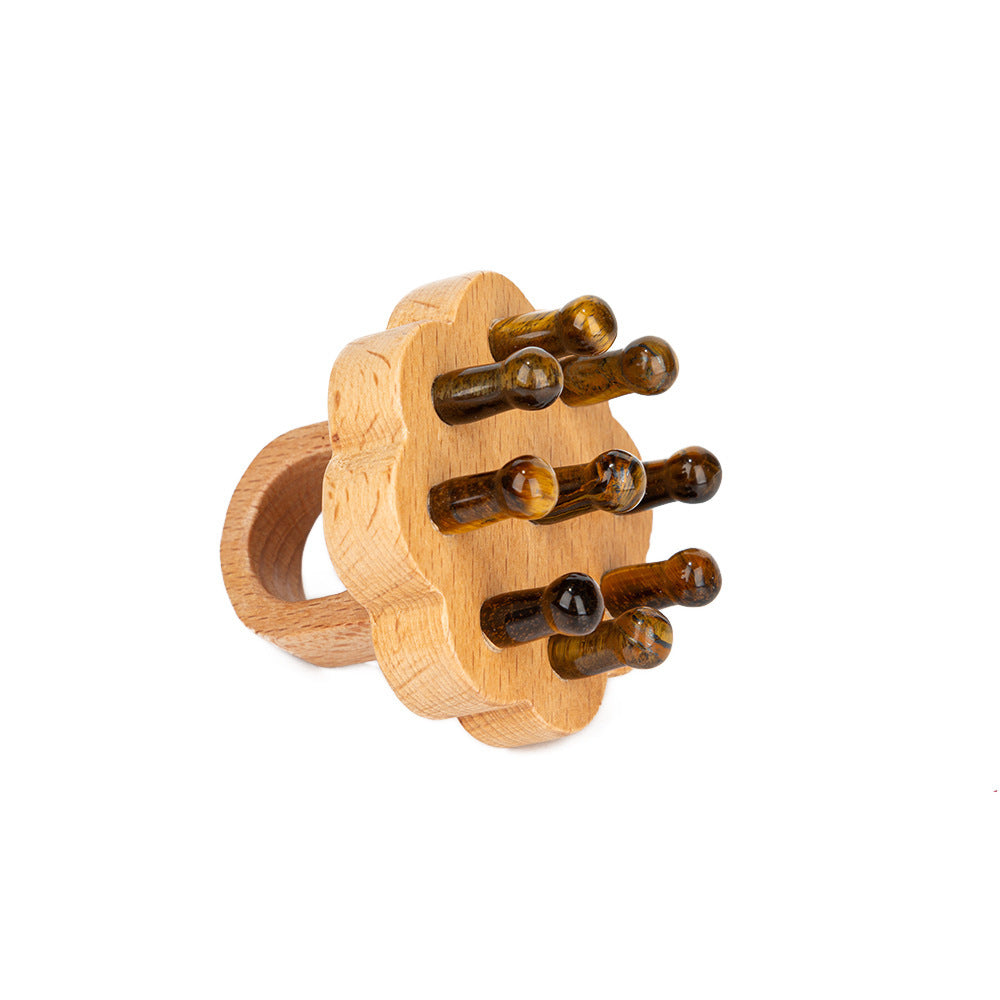 Crystal Jade Nine-tooth Lotus Wood Massage Comb
