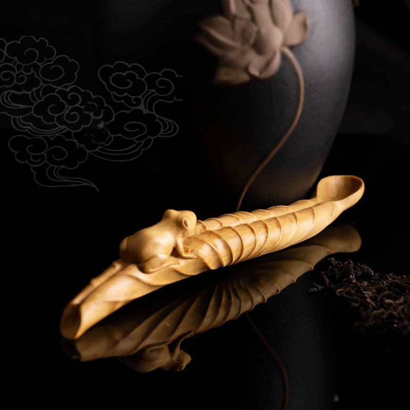 Boxwood Carving Crafts Chinese Zen Tea Spoon
