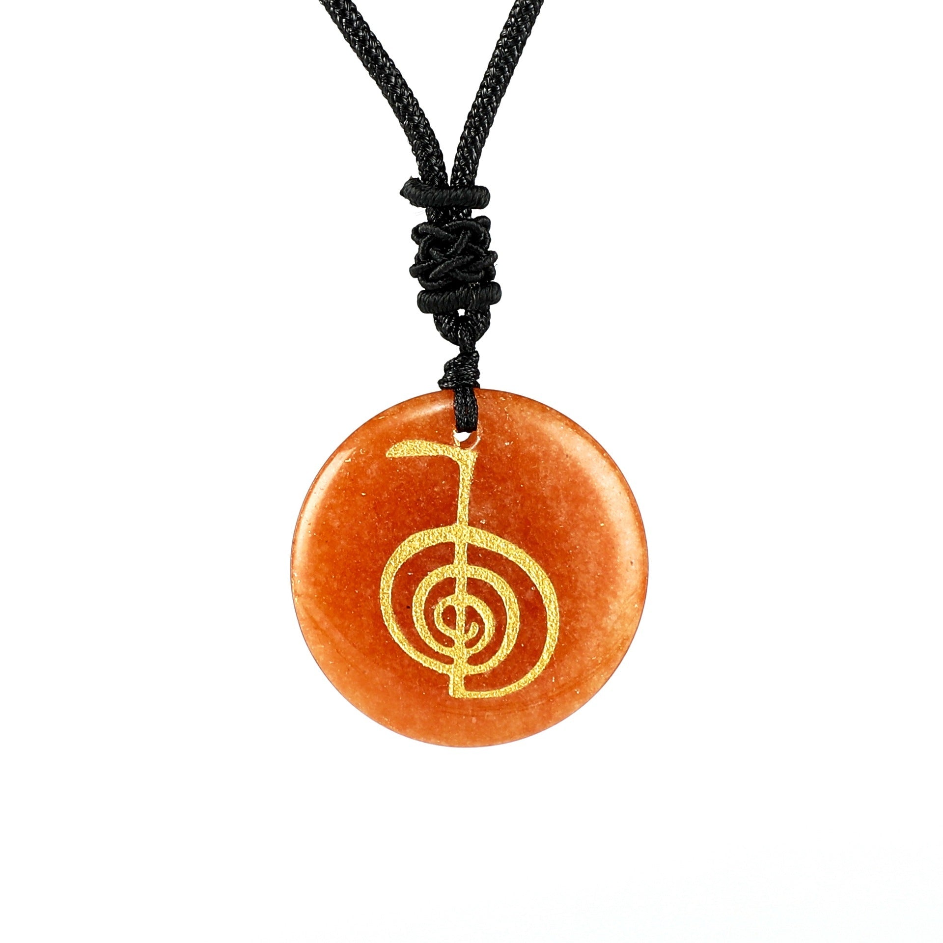 Natural Crystal Agate Stone Carving Spiral Aura Pendant Necklace Jewelry