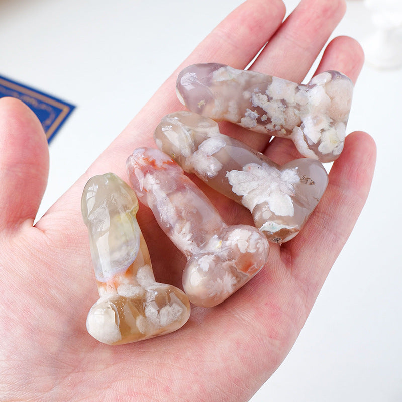 Natural Sakura Agate Ore Carving Crafts